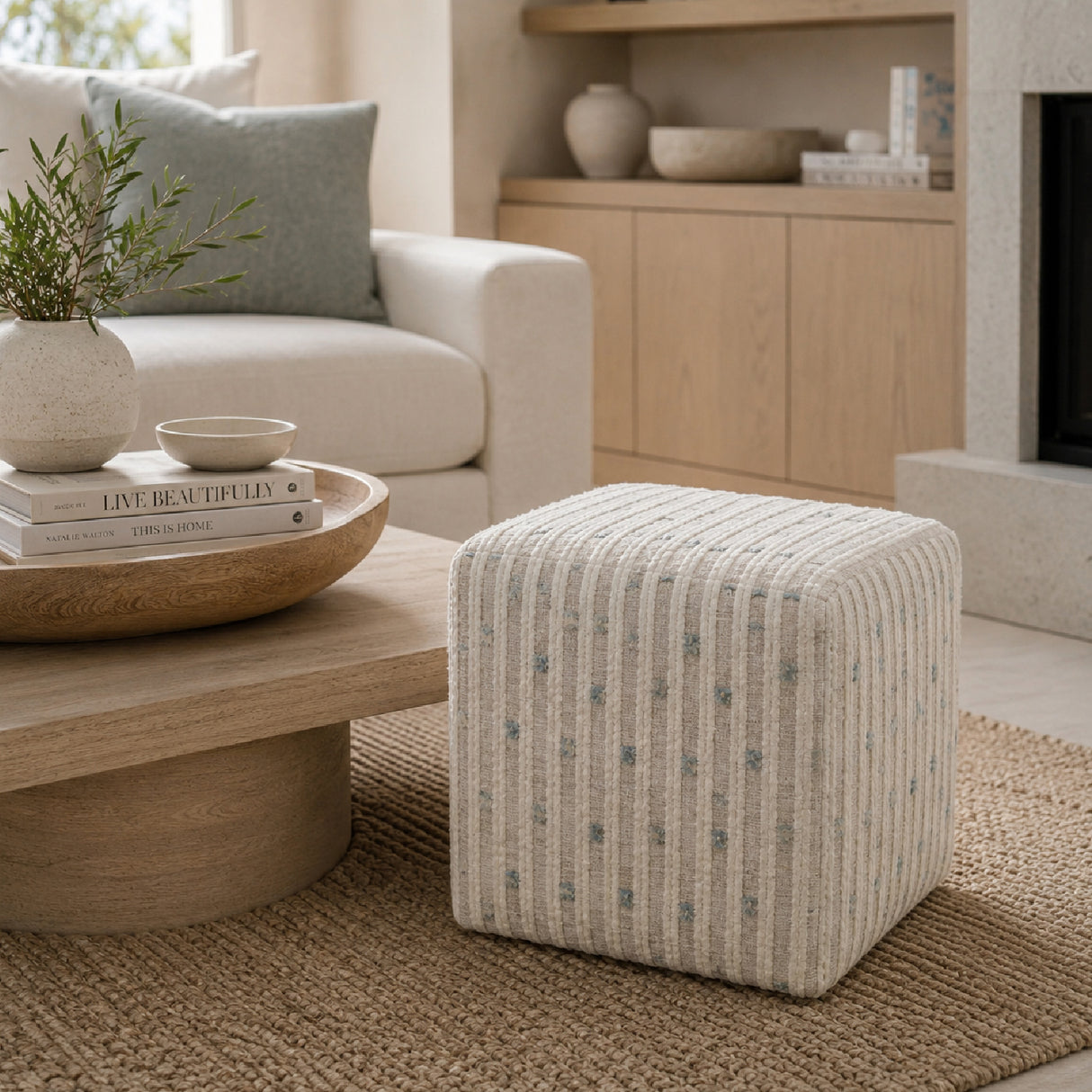 Chenille Cube Ottoman | Oroa.com