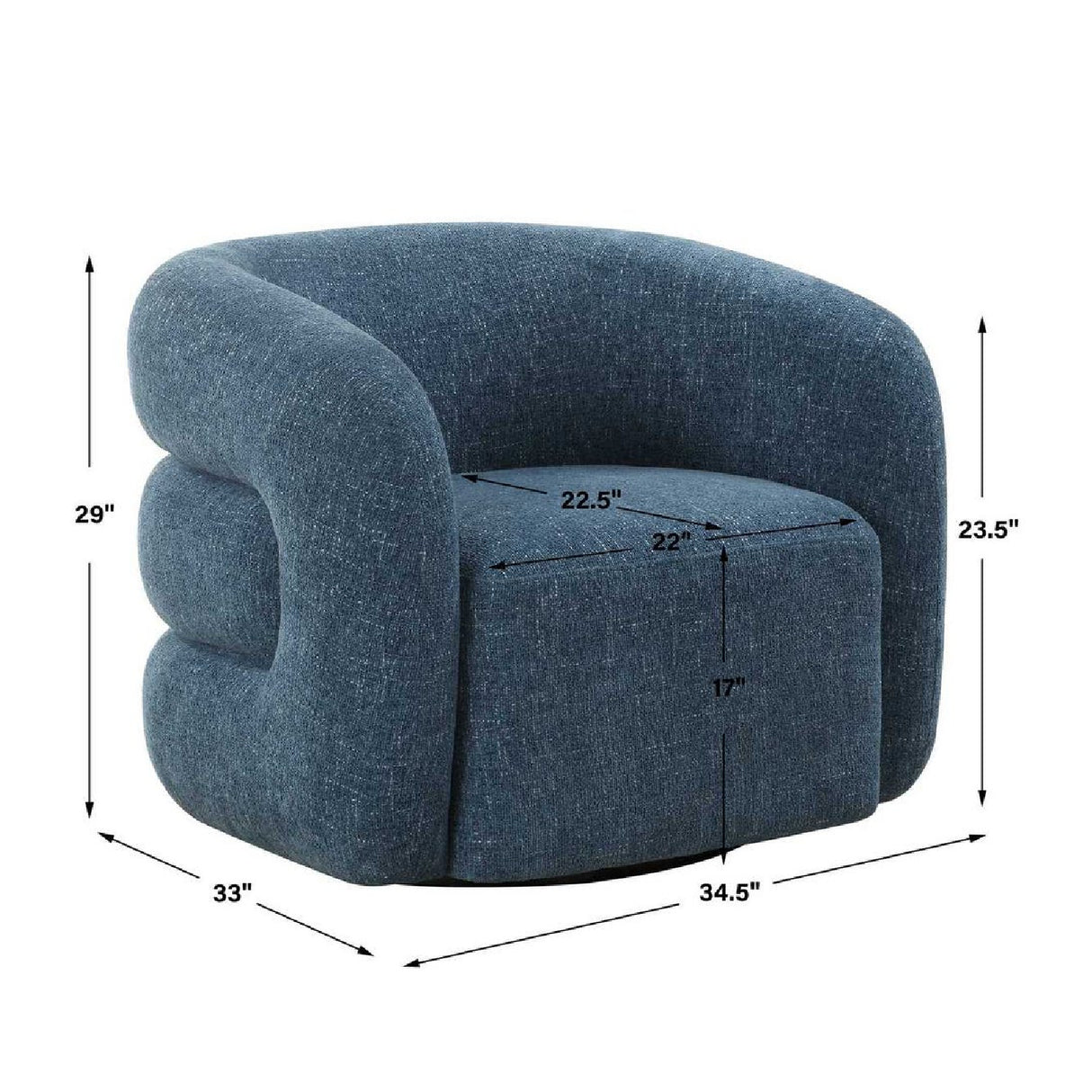 Modern European furniture - Blue Chenille Swivel Chair - www.oroa.com | Oroa.com