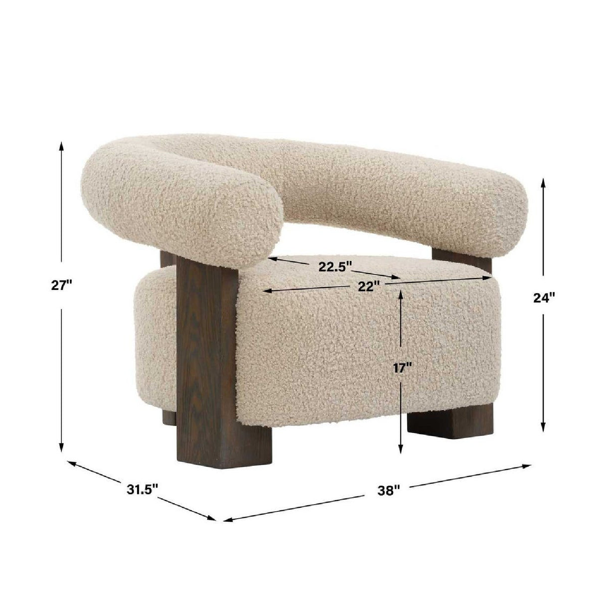 Modern European furniture - White Shearling T-Back Accent Chair - www.oroa.com | Oroa.com