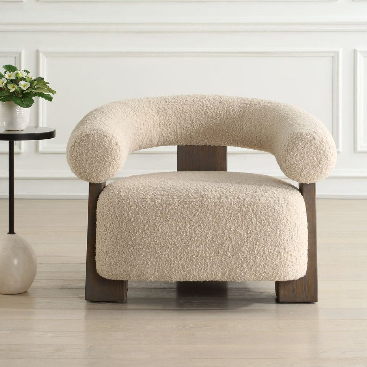 Modern European furniture - White Shearling T-Back Accent Chair - www.oroa.com | Oroa.com