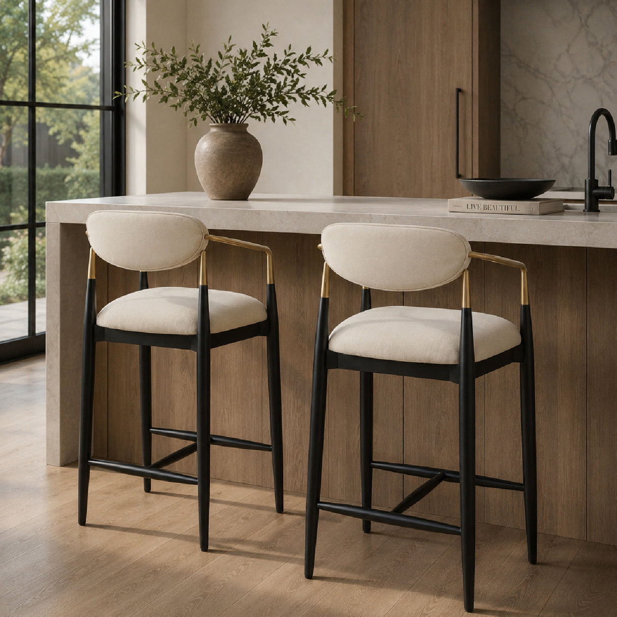 Modern European furniture - White Velvet Counter Stool - www.oroa.com | Oroa.com