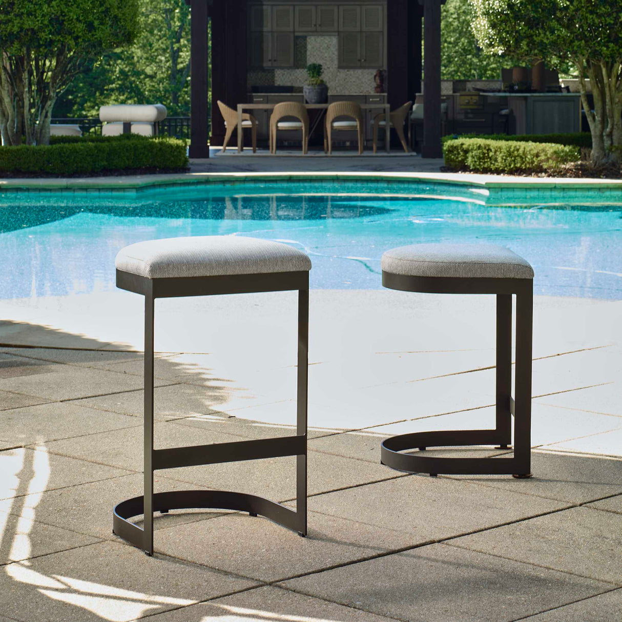 Modern European furniture - Black Cantilevered Outdoor Bar Stool - www.oroa.com | Oroa.com