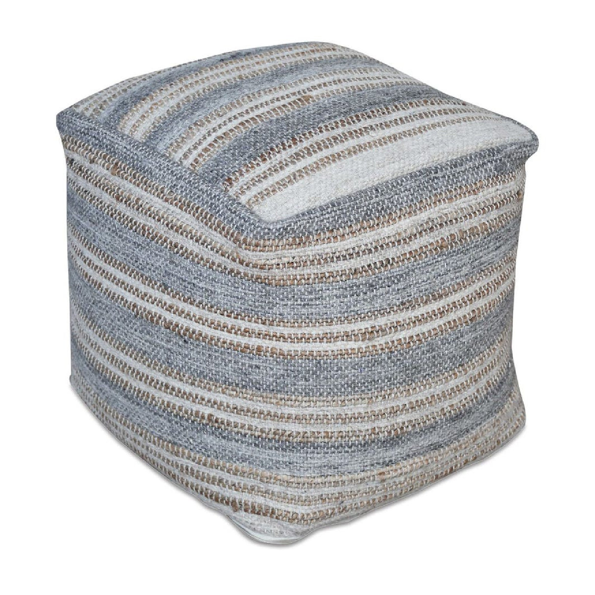 Modern European furniture - Gray & Cream Fabric Ottoman - www.oroa.com | Oroa.com