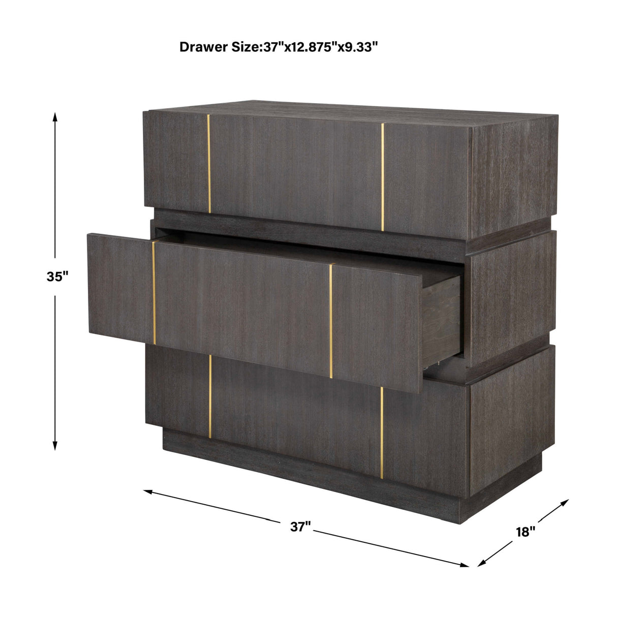 Modern European furniture - Dark Acacia 3-Drawer Chest - www.oroa.com | Oroa.com