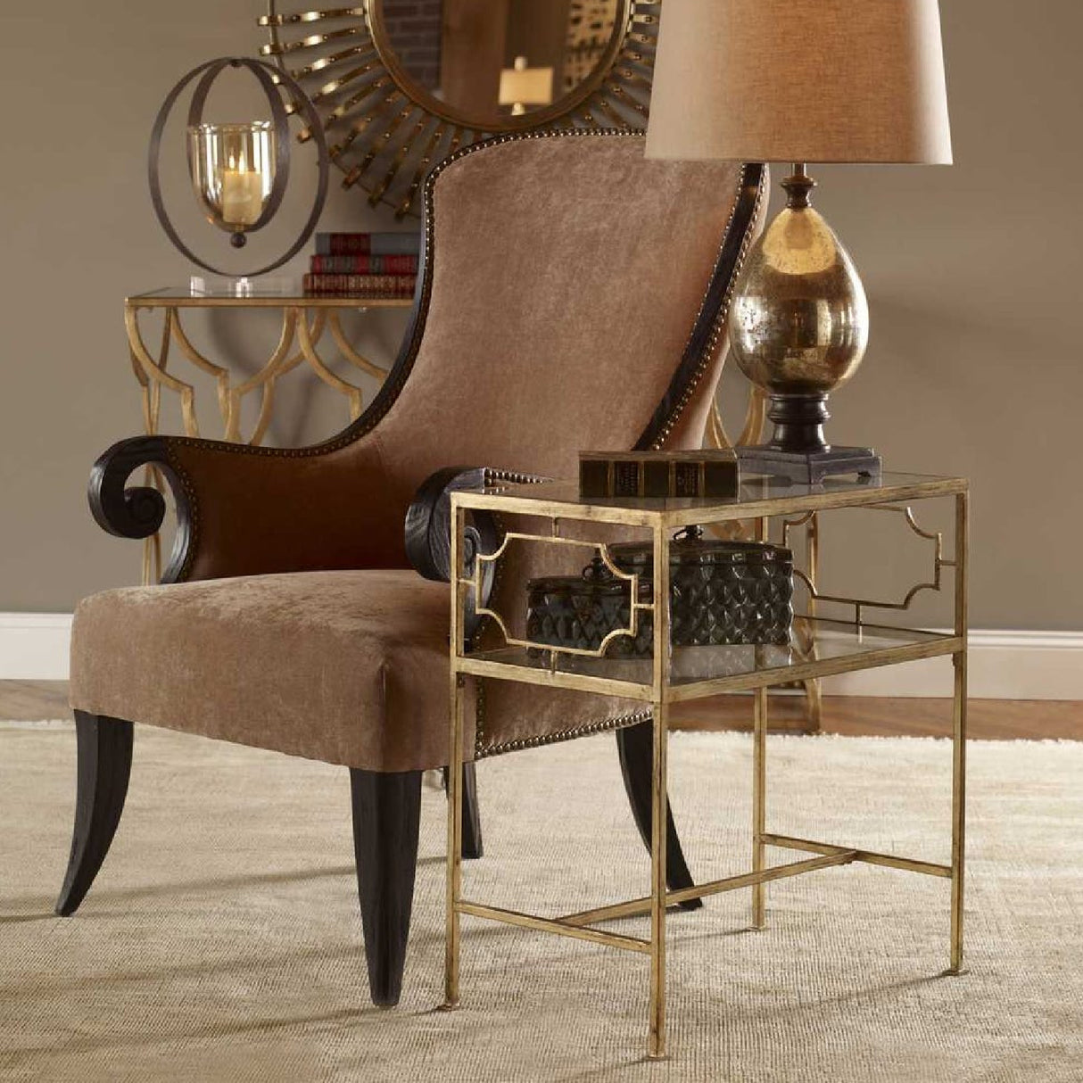 Modern European furniture - Gold Framed Side Table - www.oroa.com | Oroa.com