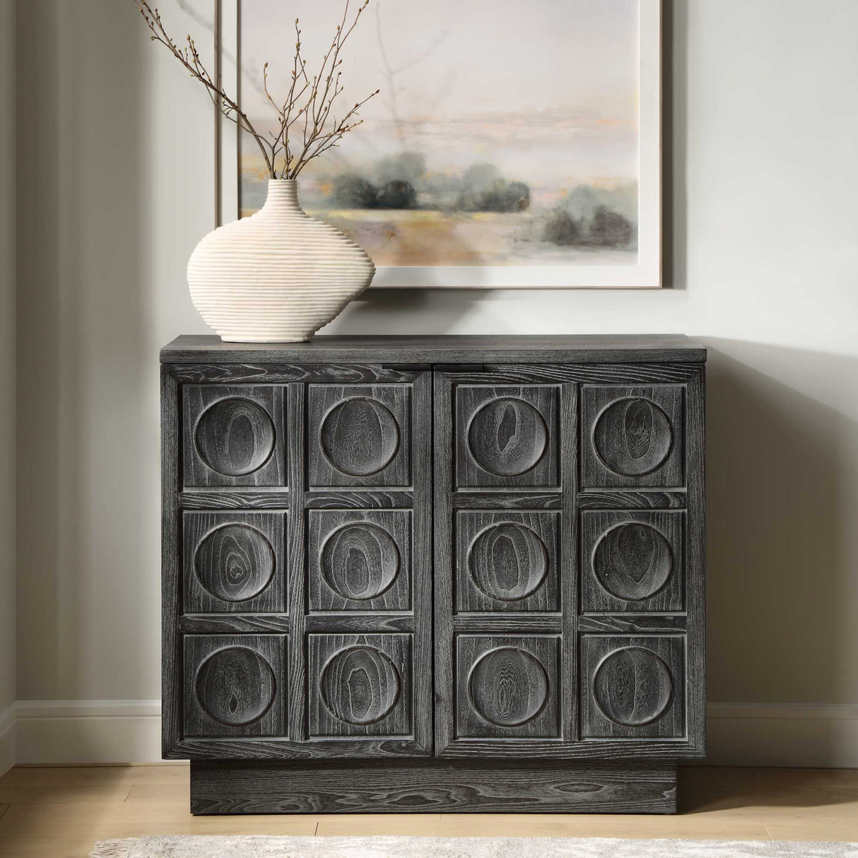 Modern European furniture - Circle Carved Elm 2-Door Cabinet - www.oroa.com | Oroa.com