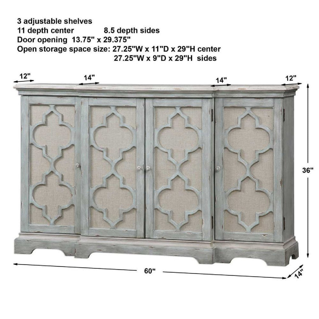Modern European furniture - Gray Open-Carved 4-Door Cabinet - www.oroa.com | Oroa.com