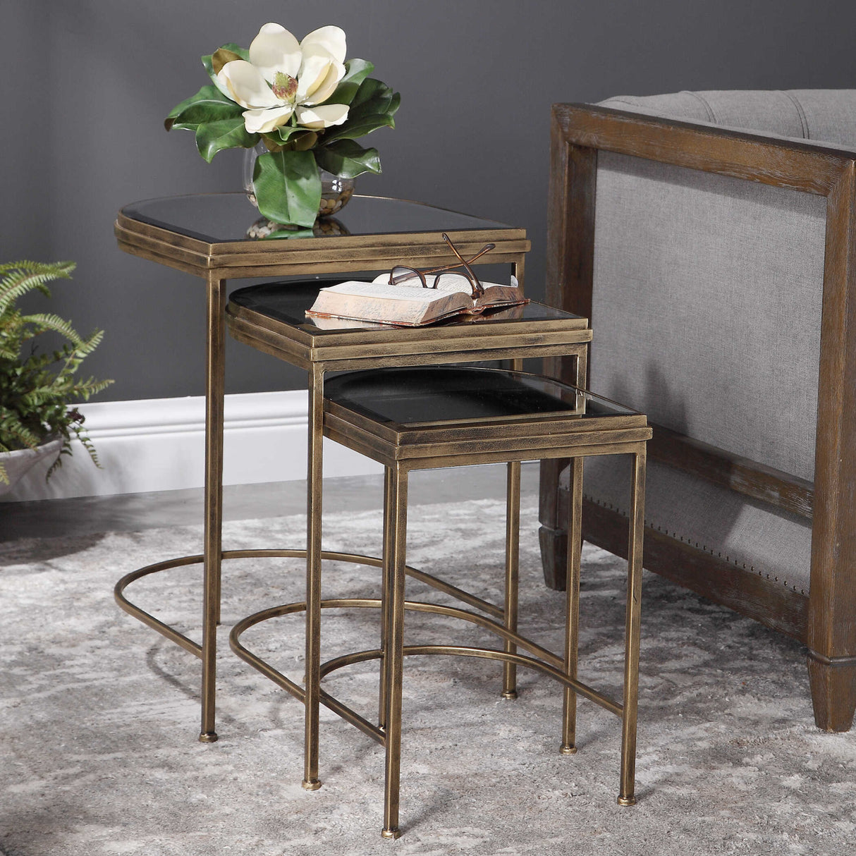Gold Framed Nesting Tables (3) | Oroa.com