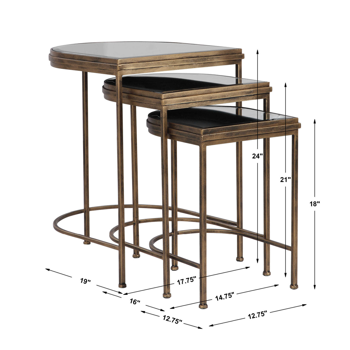 Gold Framed Nesting Tables (3) | Oroa.com