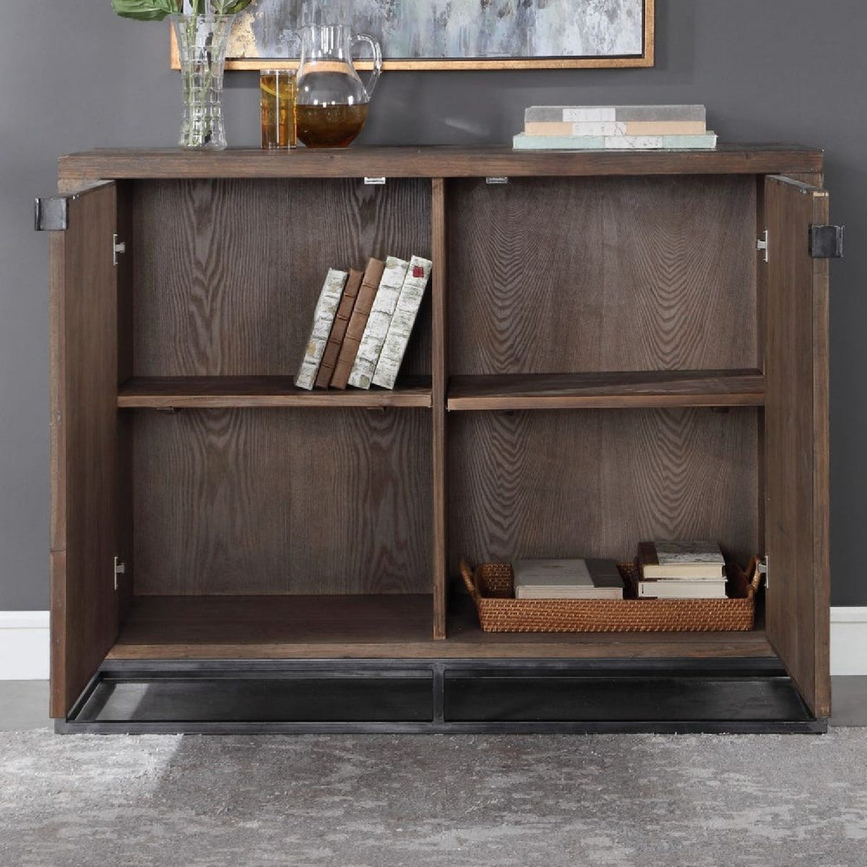 Modern European furniture - 2-Door Marquetry Wooden Cabinet - www.oroa.com | Oroa.com