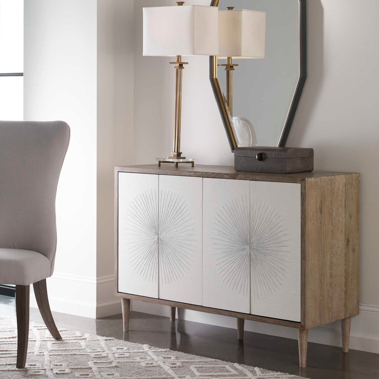 Modern European furniture - White Starburst 4-Door Cabinet - www.oroa.com | Oroa.com