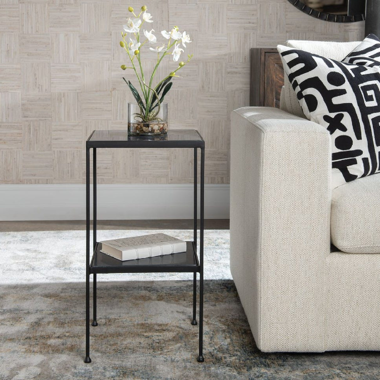 Square Black Marble Accent Table | Oroa.com