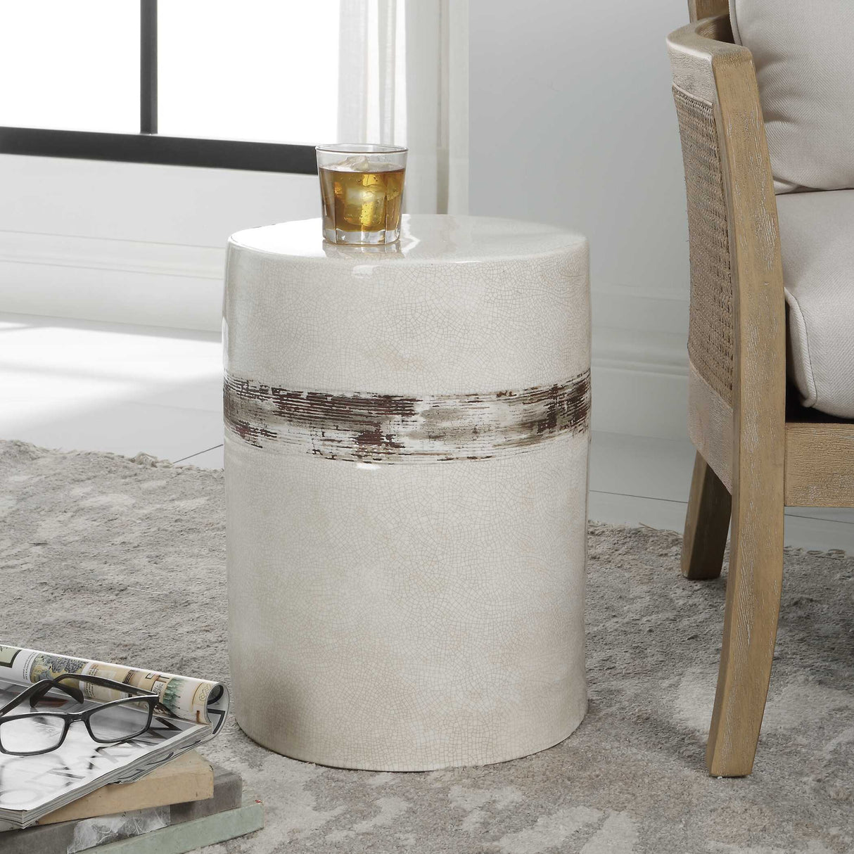 Modern European furniture - White Crackle Ceramic Garden Stool - www.oroa.com | Oroa.com