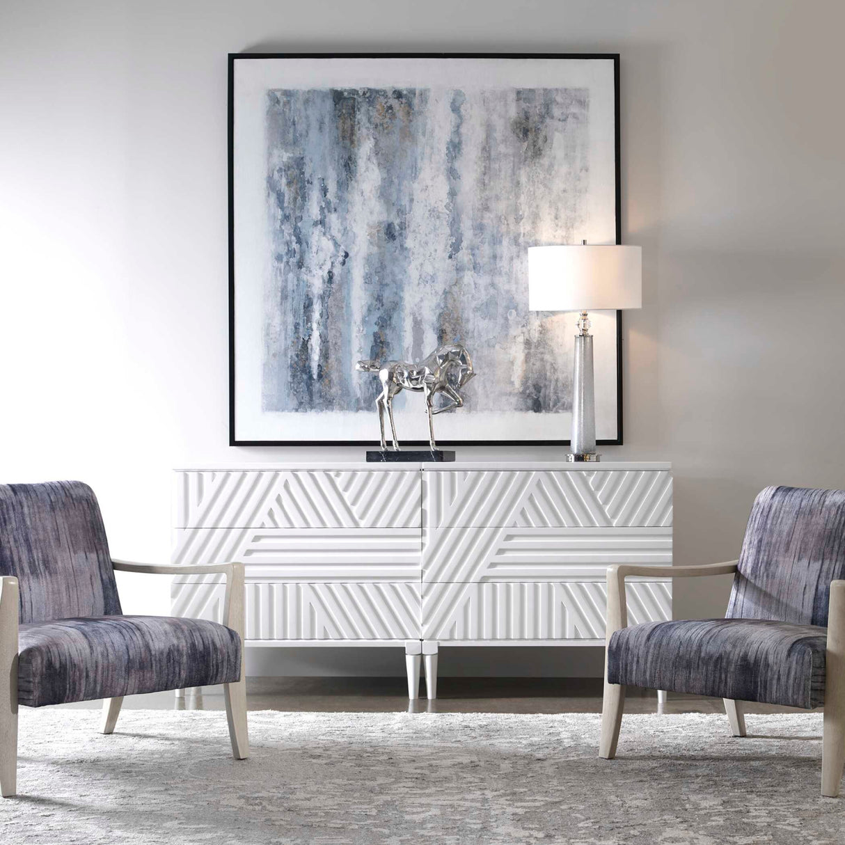 Geometric Carved 3-Drawer Chest | Oroa.com