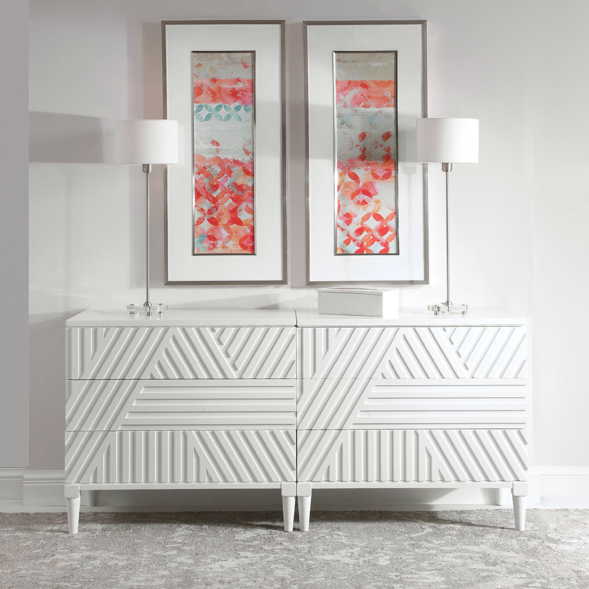 Geometric Carved 3-Drawer Chest | Oroa.com