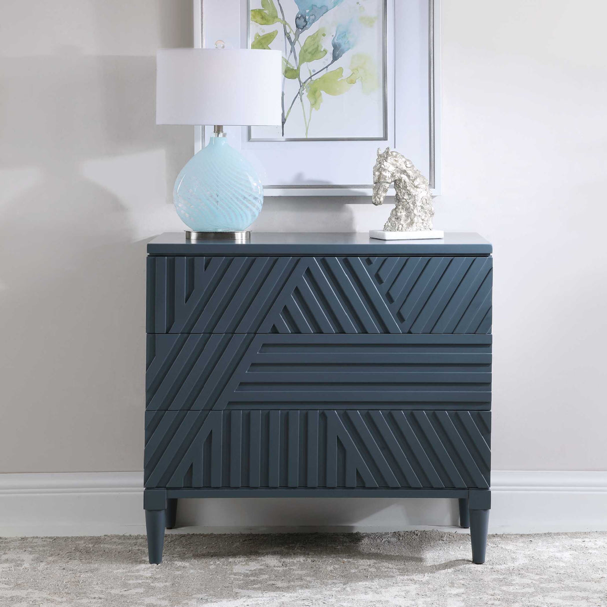 Geometric Carved 3-Drawer Chest | Oroa.com