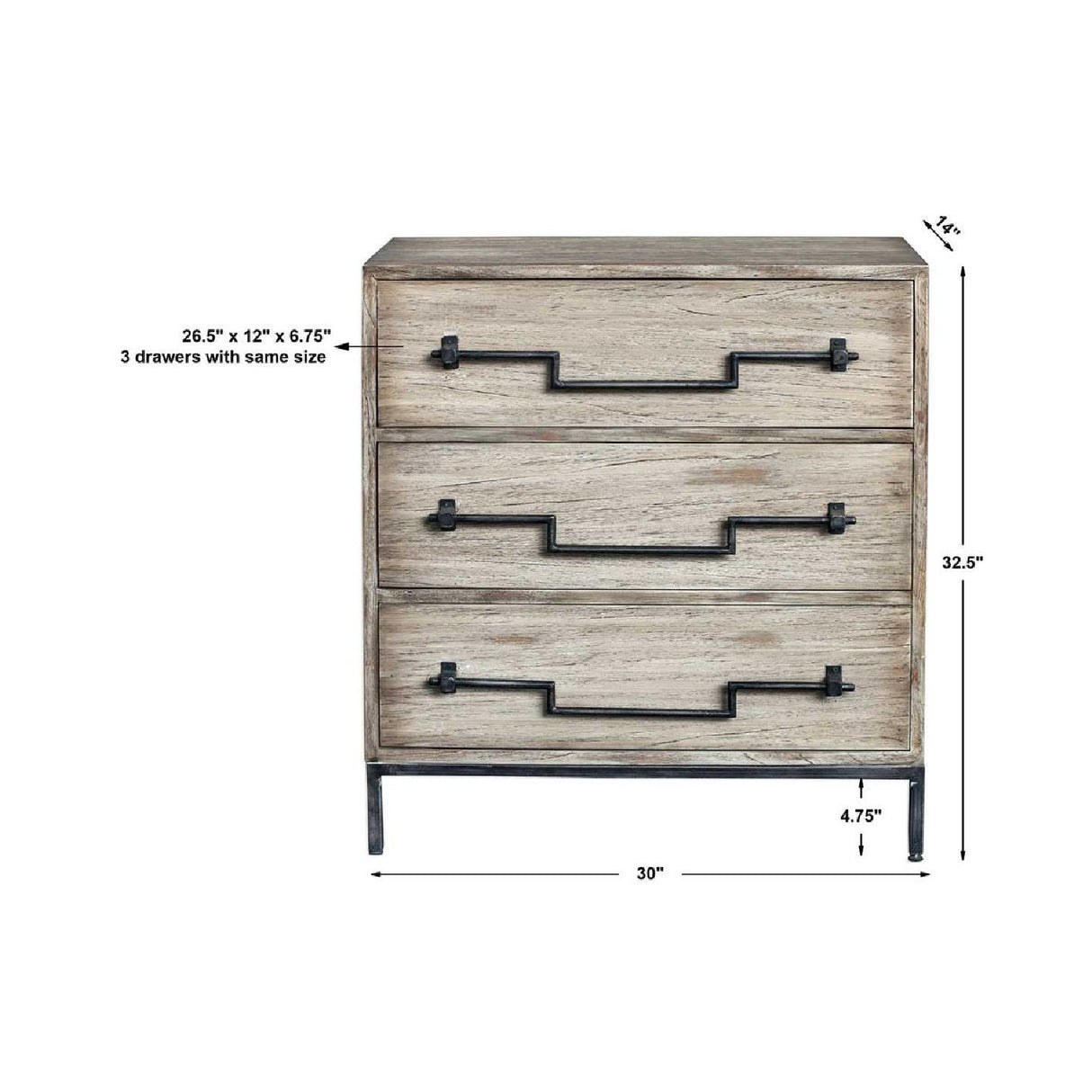 Mango Wood 3-Drawer Accent Chest | Oroa.com