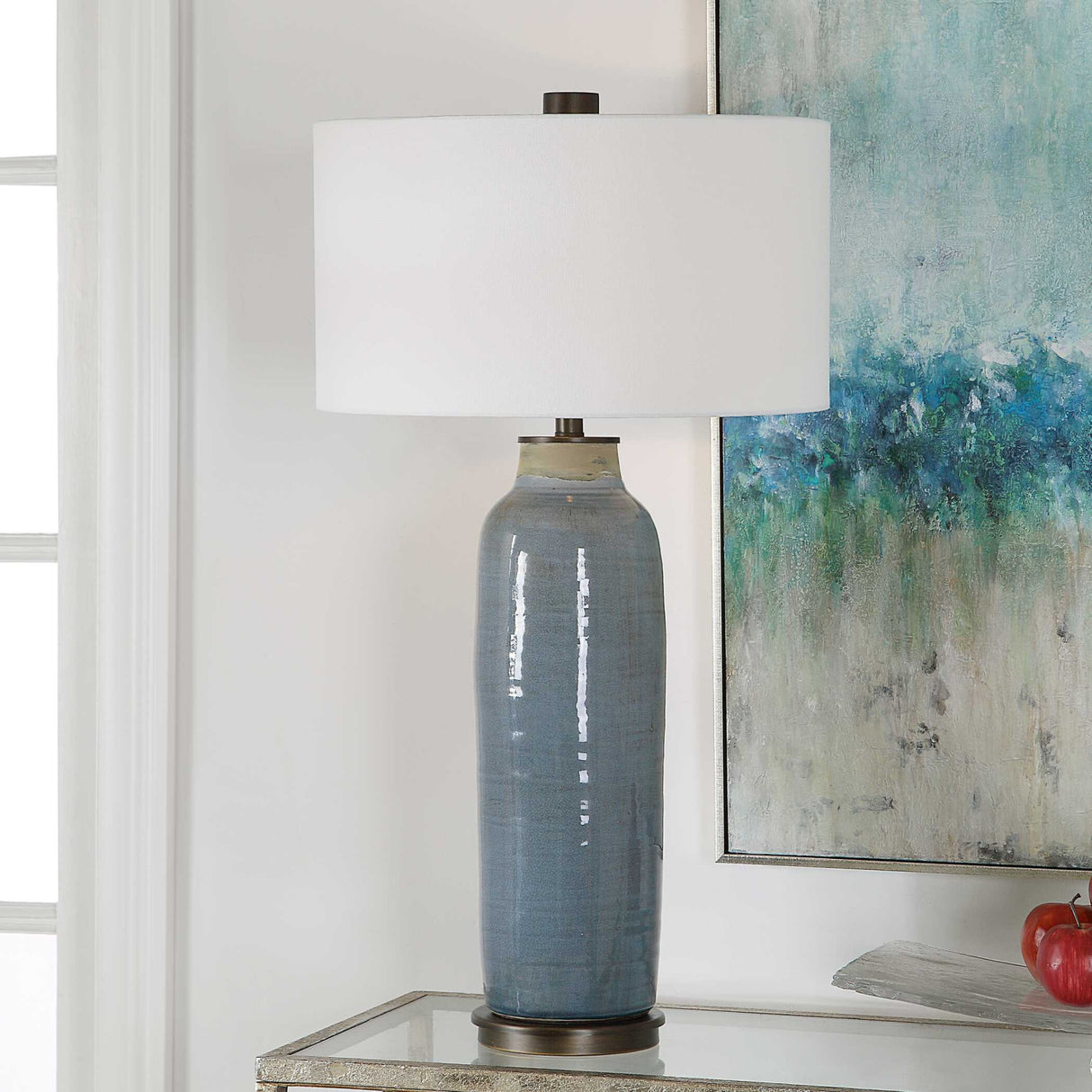 Distressed Blue Ceramic Table Lamp | Oroa.com