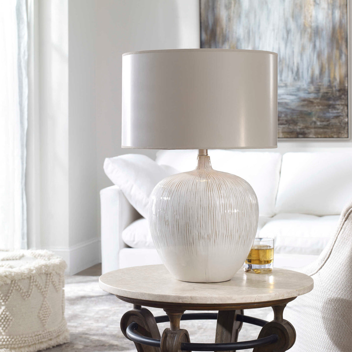 Distressed White Ceramic Table Lamp | Oroa.com