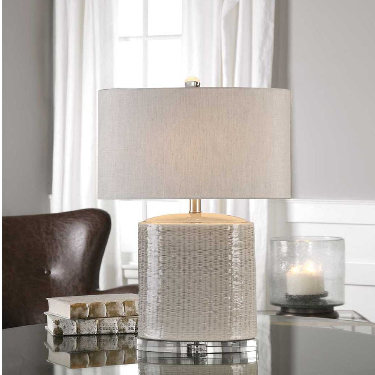 Modern European furniture - Textured Oval Ceramic Table Lamp - www.oroa.com | Oroa.com