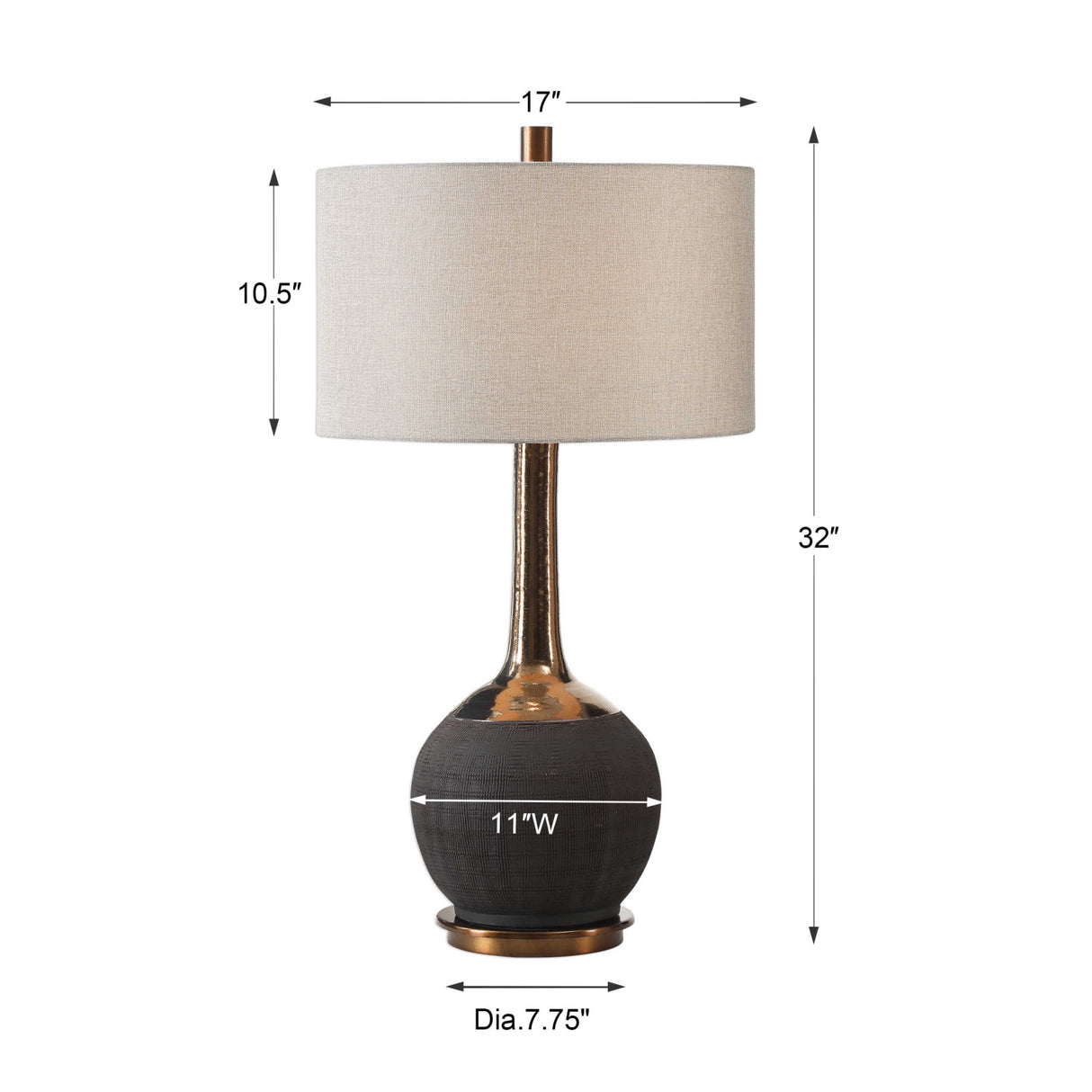Modern European furniture - Rounded Black Ceramic Table Lamp - www.oroa.com | Oroa.com