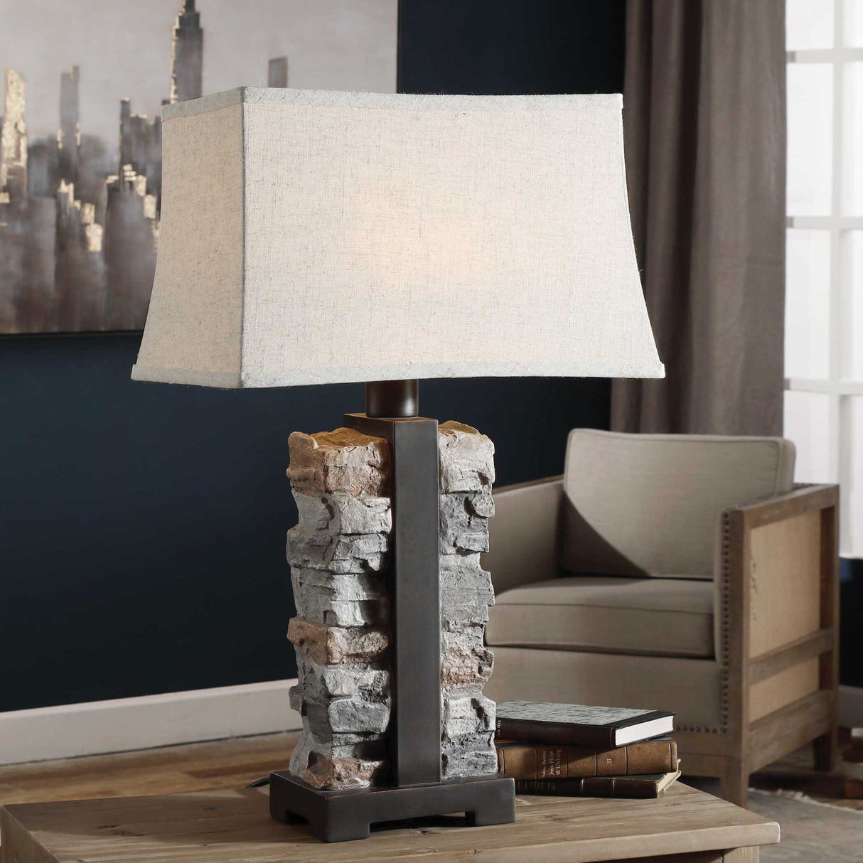 Stacked Stone Indoor/Outdoor Table Lamp | Oroa.com
