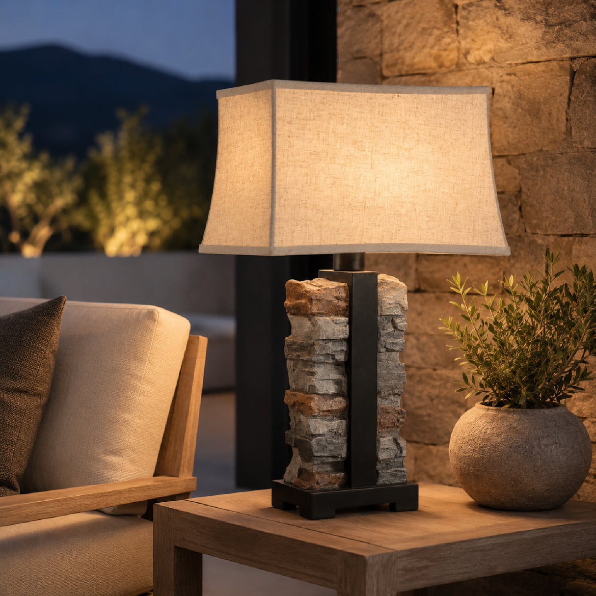 Stacked Stone Indoor/Outdoor Table Lamp | Oroa.com