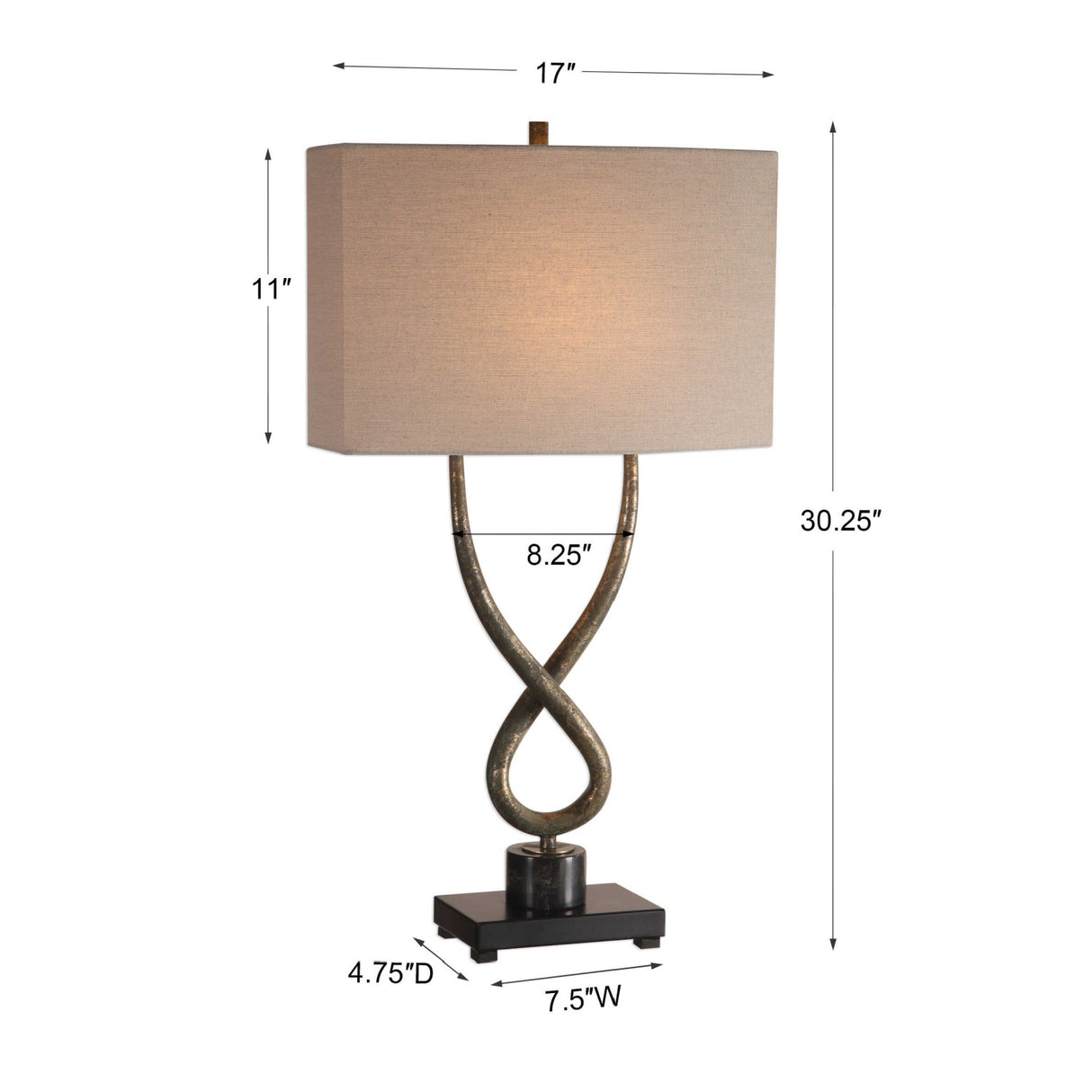 Twisted Aged Silver Table Lamp | Oroa.com