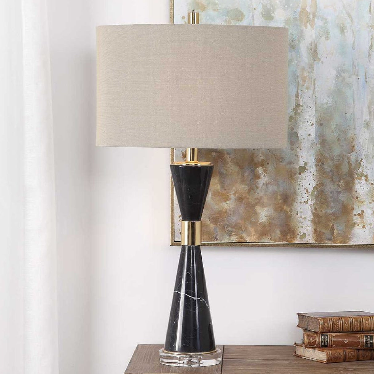 Hourglass Black Marble Table Lamp | Oroa.com