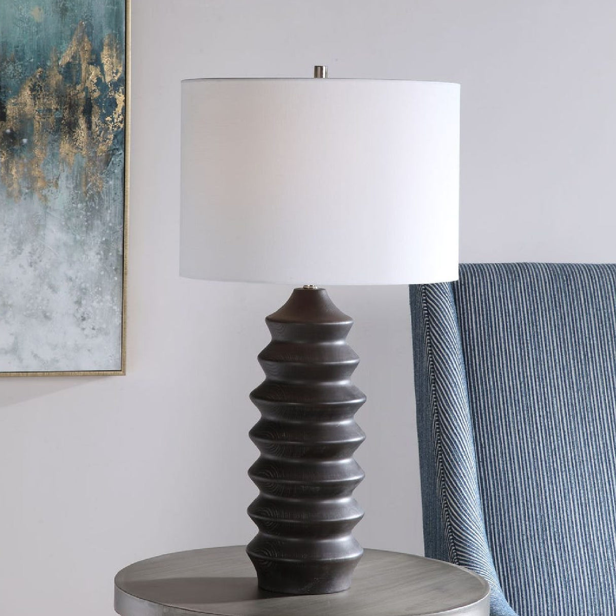 Modern European furniture - Rustic Black Wood Table Lamp - www.oroa.com | Oroa.com
