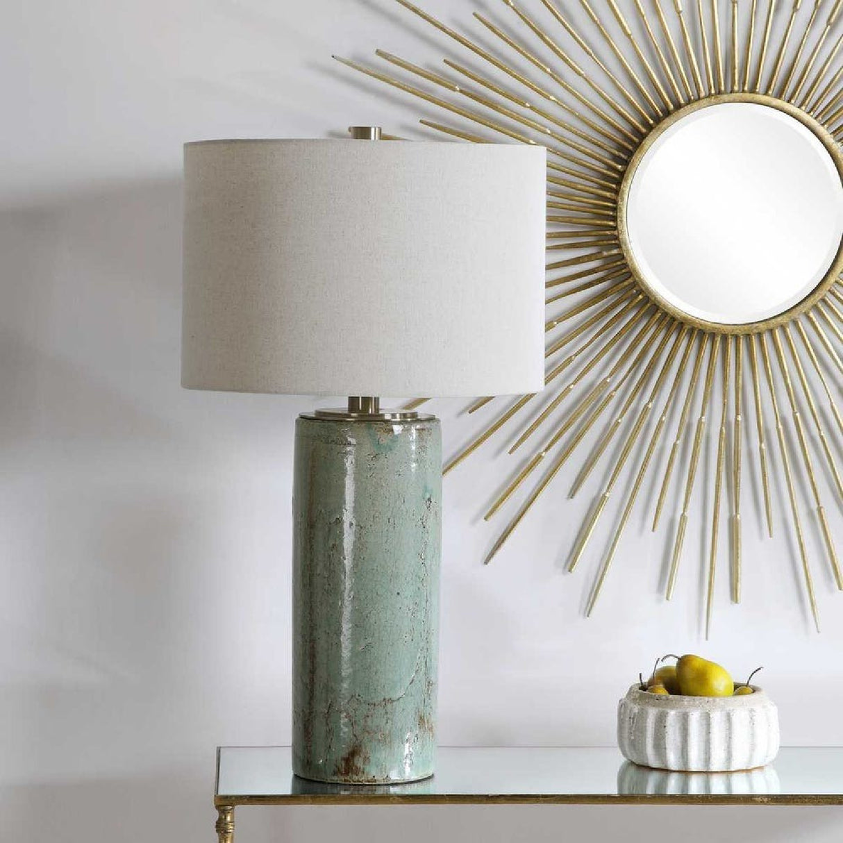 Modern European furniture - Rustic Blue Ceramic Table Lamp - www.oroa.com | Oroa.com