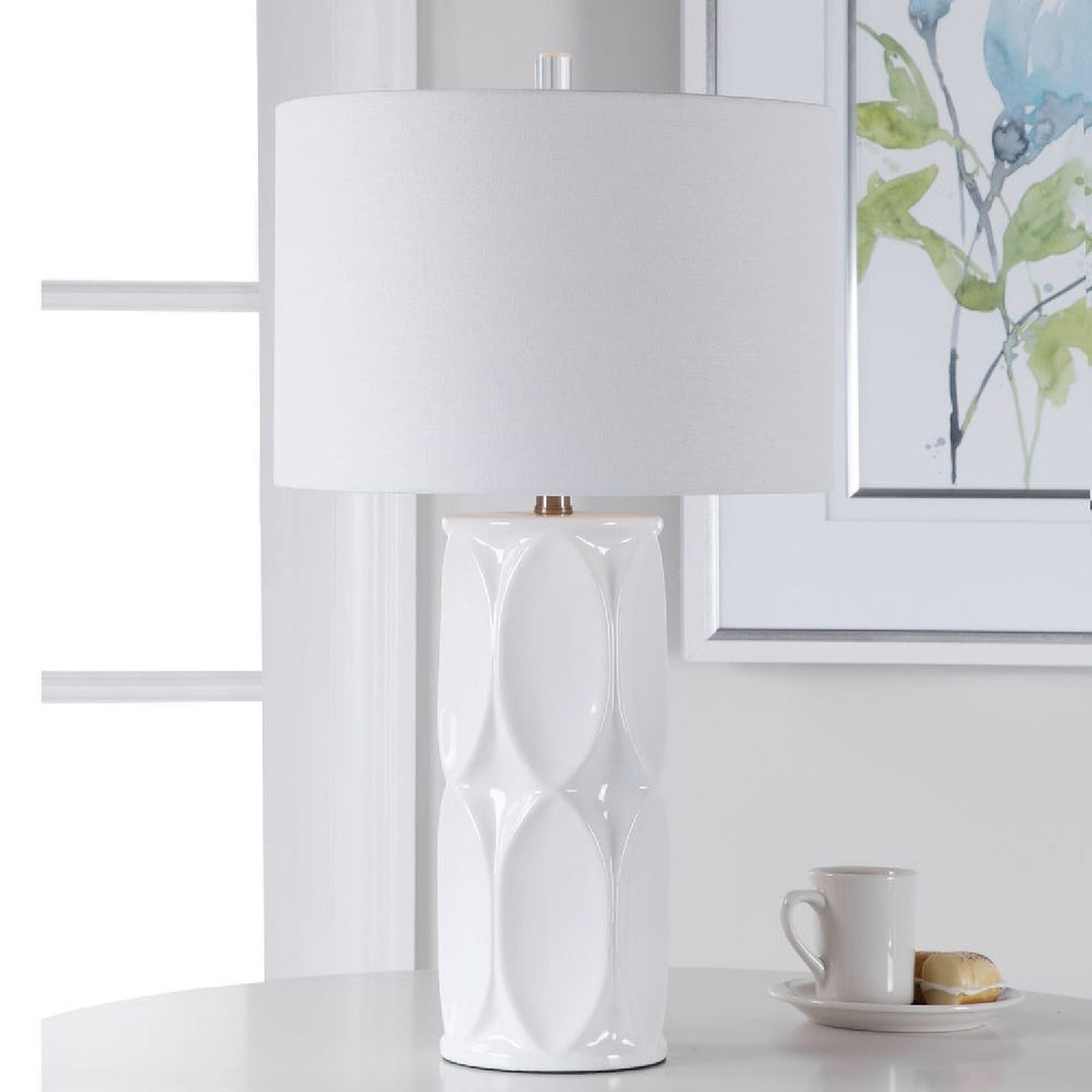 Glossy White Ceramic Table Lamp | Oroa.com