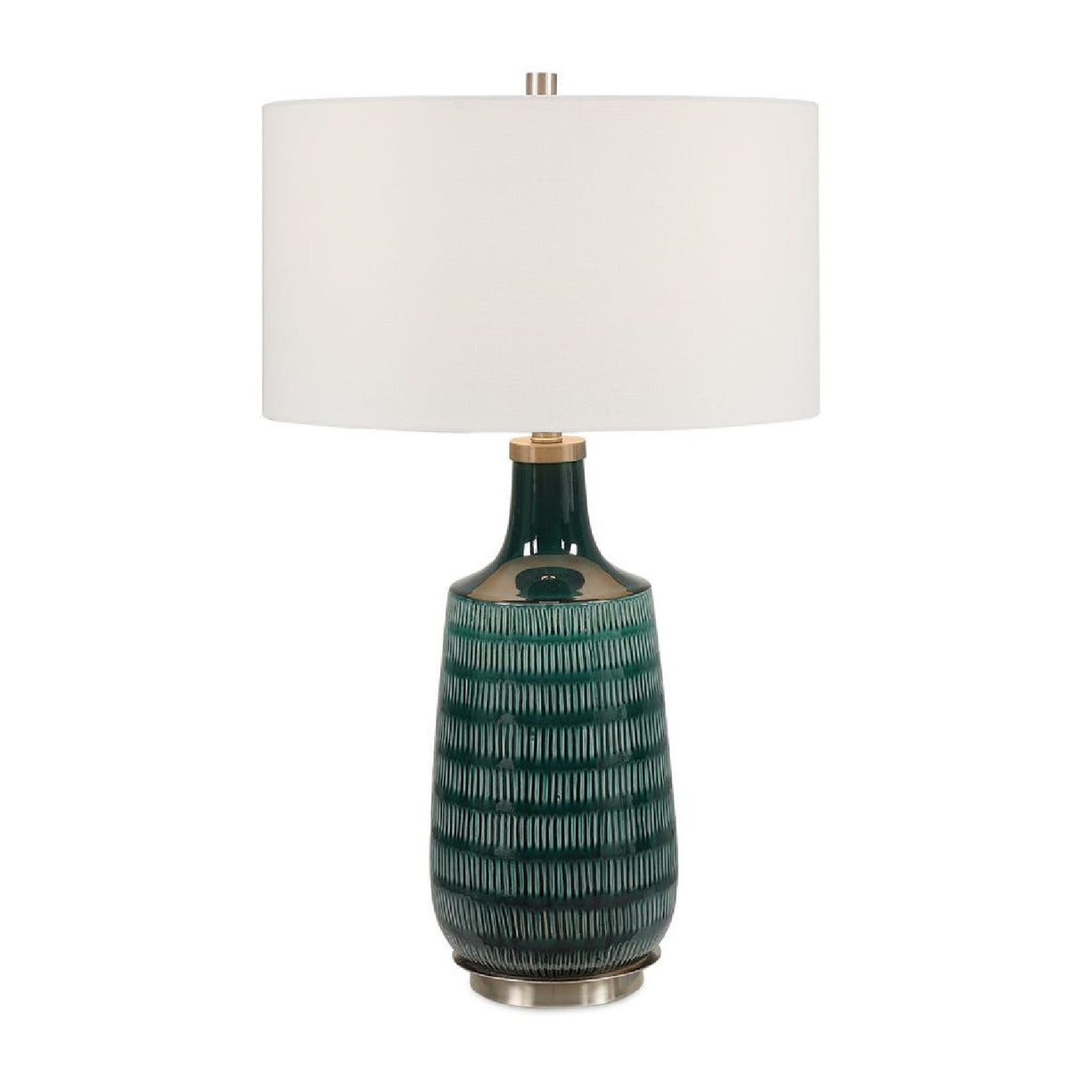 Carved Teal Ceramic Table Lamp | Oroa.com