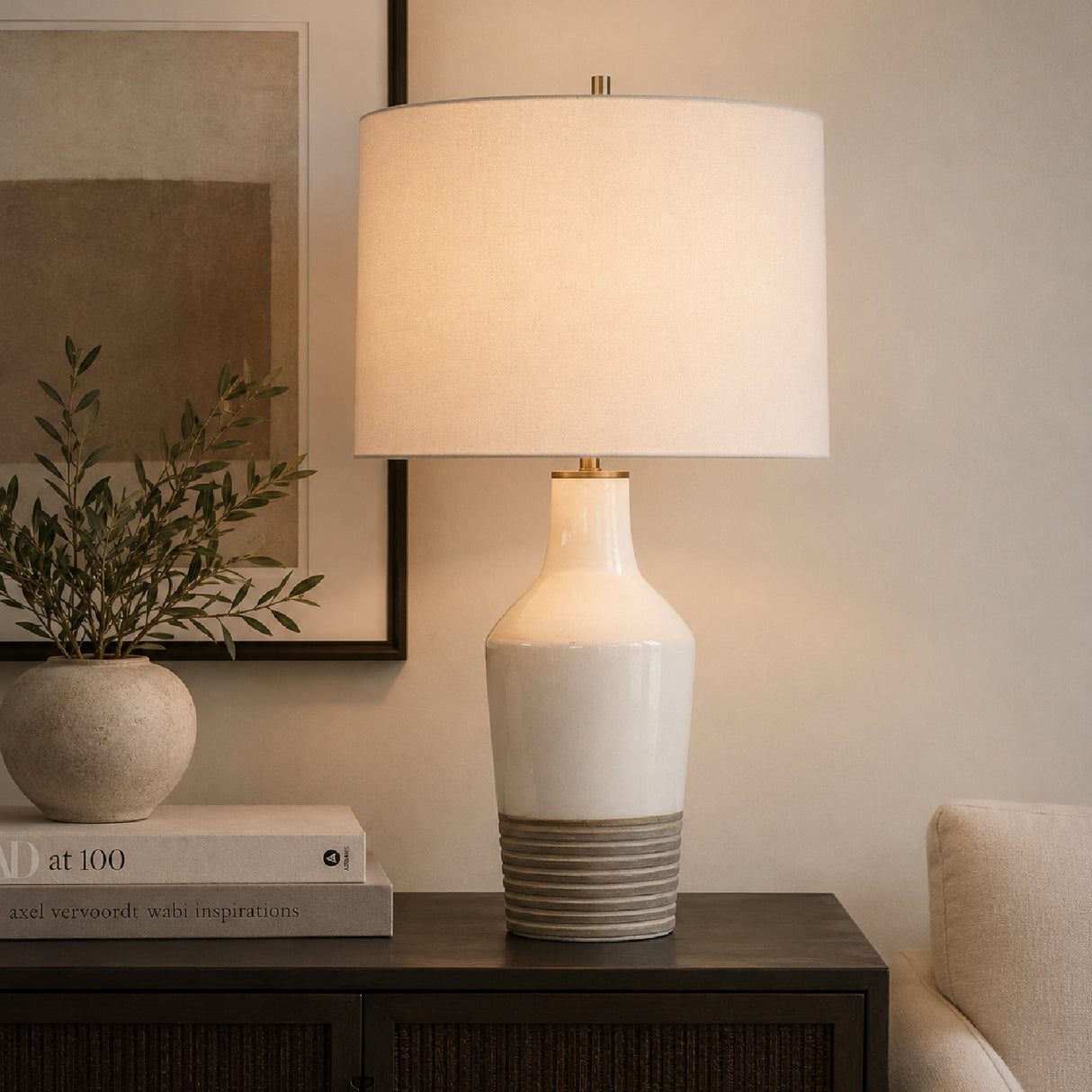 Crackled White Ceramic Table Lamp | Oroa.com
