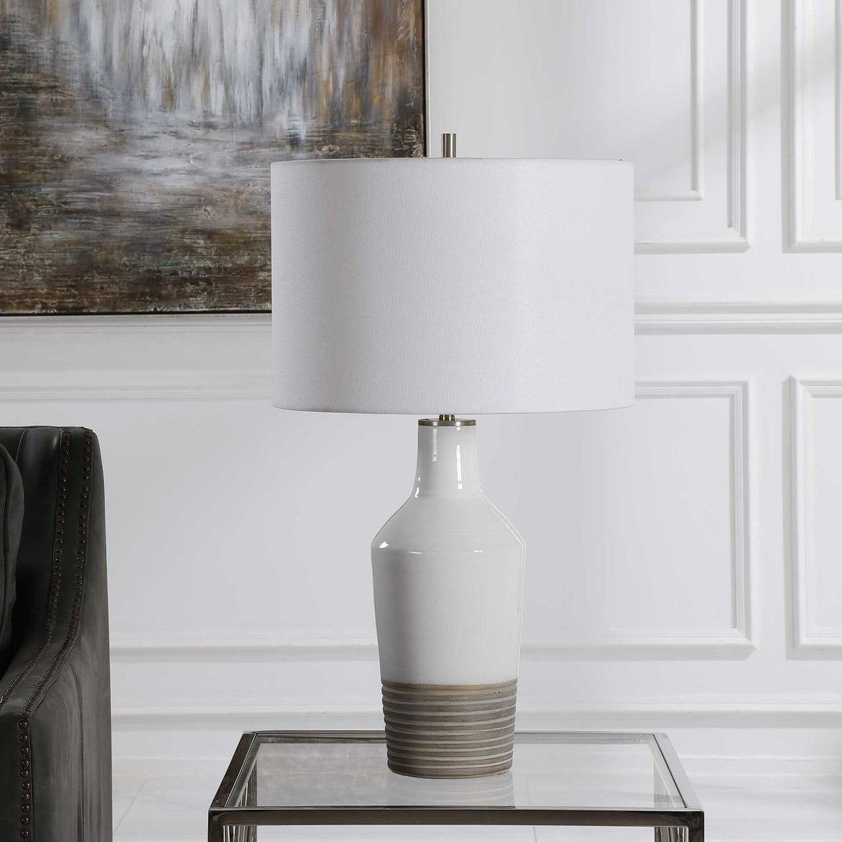 Crackled White Ceramic Table Lamp | Oroa.com