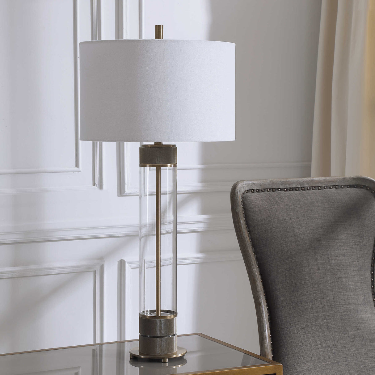 Cylindrical Clear Glass Table Lamp | Oroa.com
