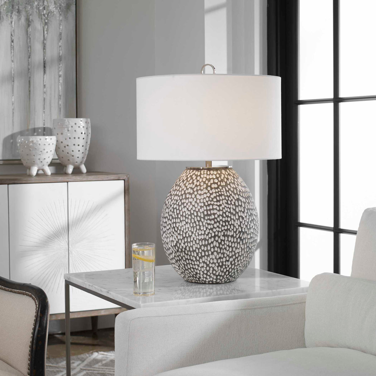 Pitted Gray Ceramic Table Lamp | Oroa.com