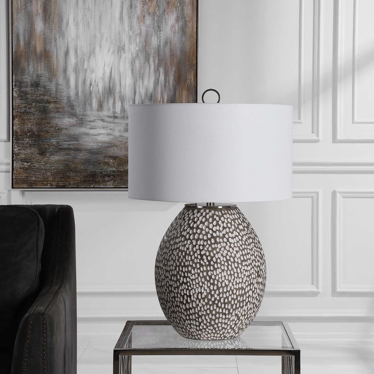 Pitted Gray Ceramic Table Lamp | Oroa.com