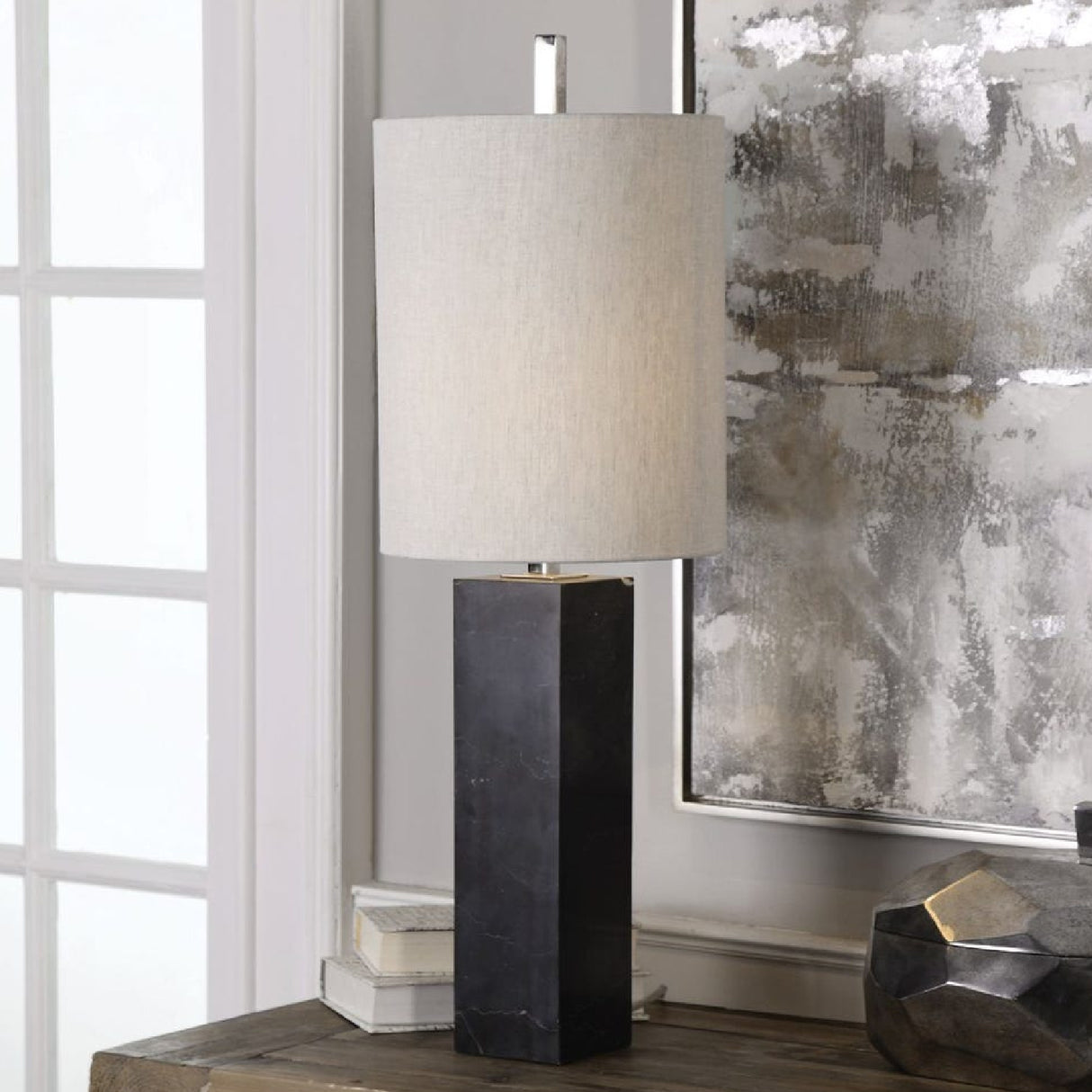 Black Marble Column Buffet Lamp | Oroa.com