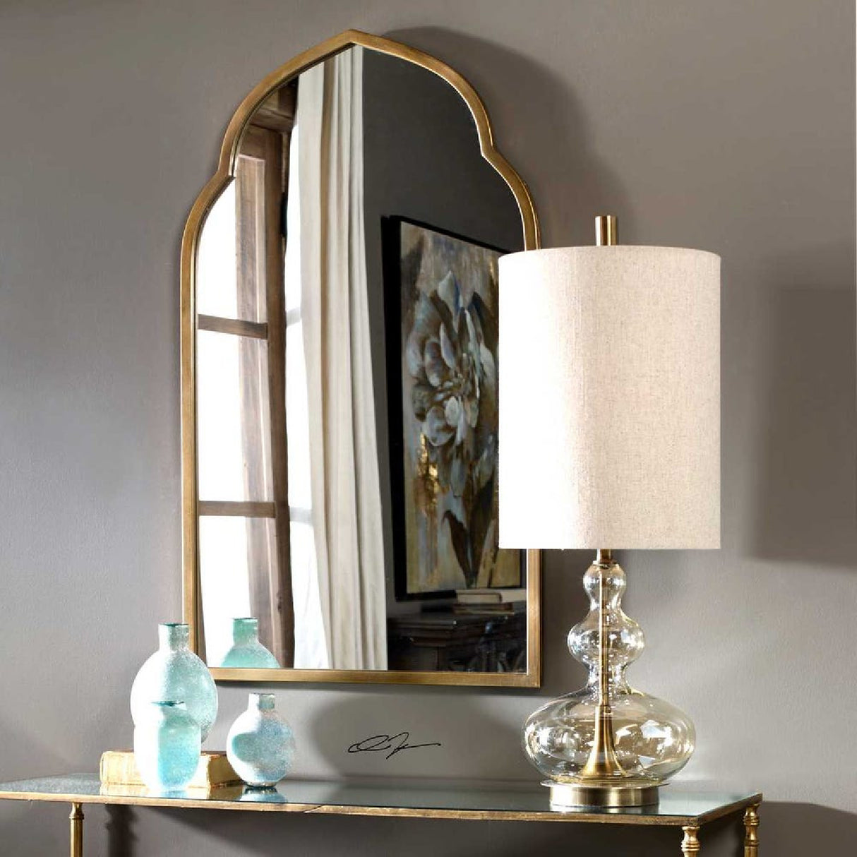 Wavy Amber Glass Buffet Lamp | Oroa.com