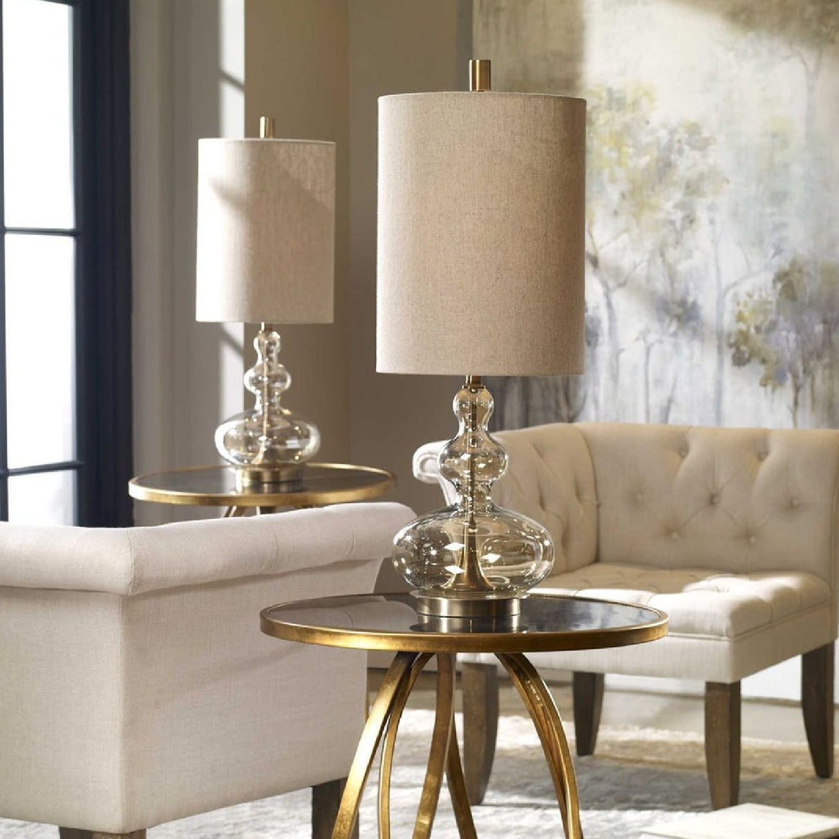 Wavy Amber Glass Buffet Lamp | Oroa.com