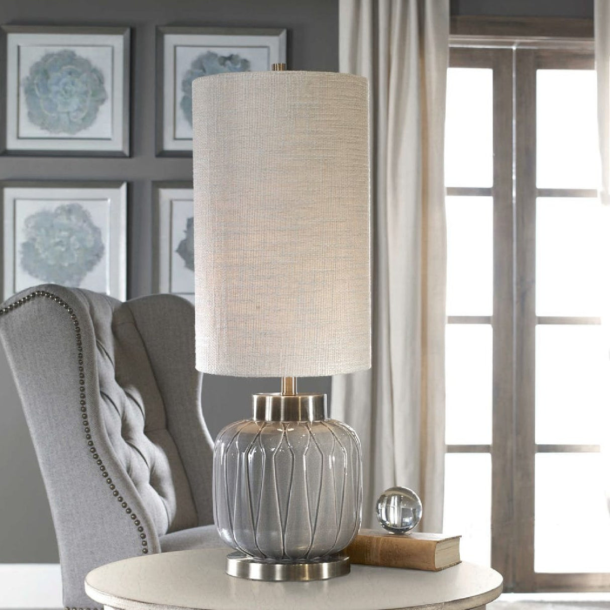 Gray Embossed Ceramic Buffet Lamp | Oroa.com