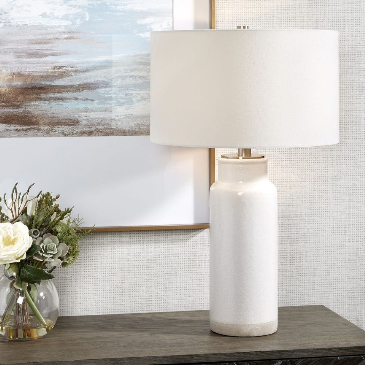 Glazed White Ceramic Table Lamp | Oroa.com