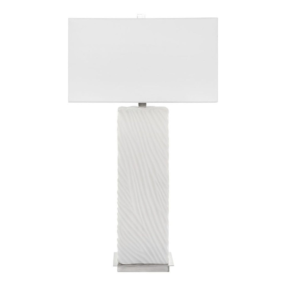 Carved White Stone Table Lamp | Oroa.com