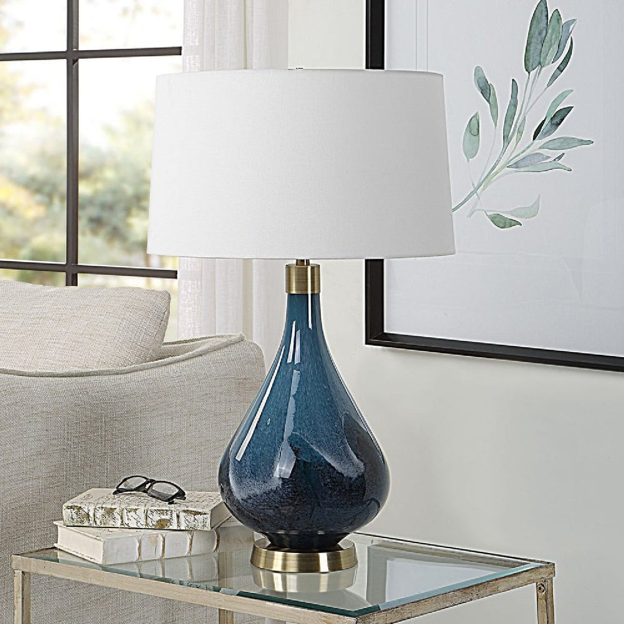 Blue Art Glass Table Lamp | Oroa.com