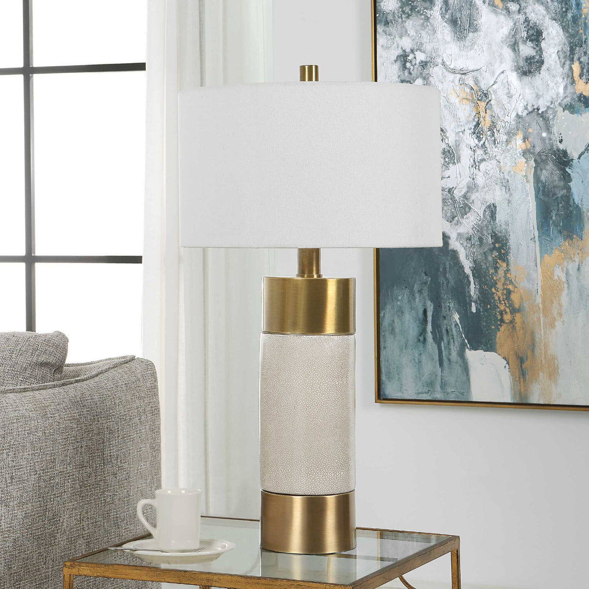 White Crackled Ceramic Table Lamp | Oroa.com