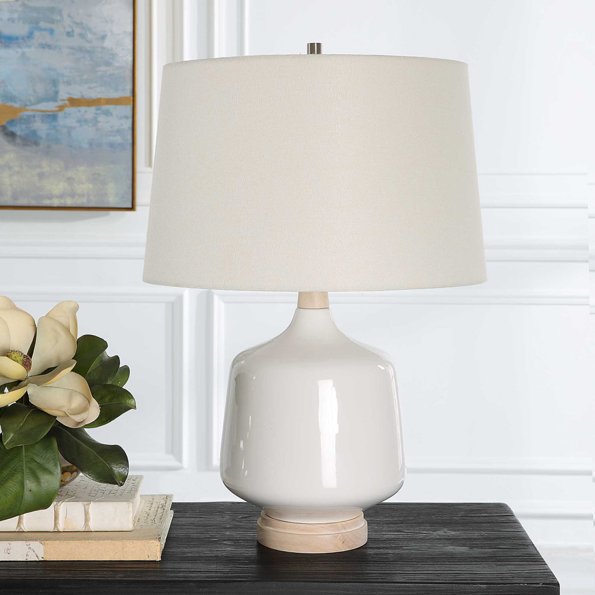 White Gloss Ceramic Table Lamp | Oroa.com