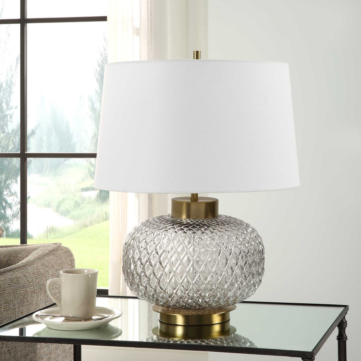 Lattice Embossed Glass Table Lamp | Oroa.com