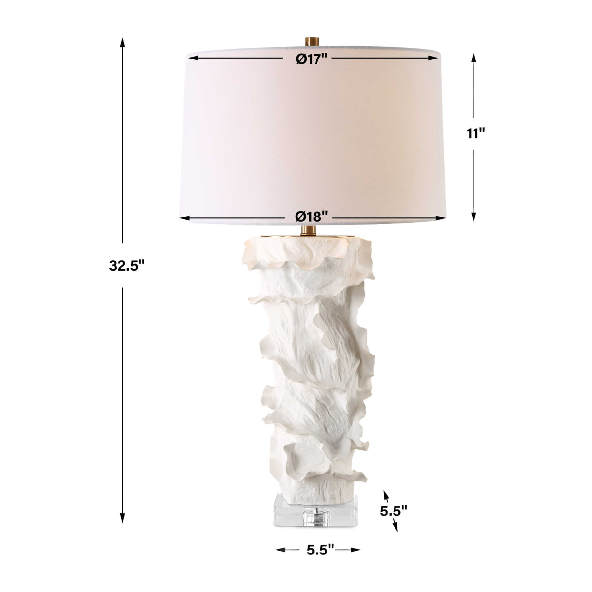 White Ceramic Ridged Table Lamp | Oroa.com