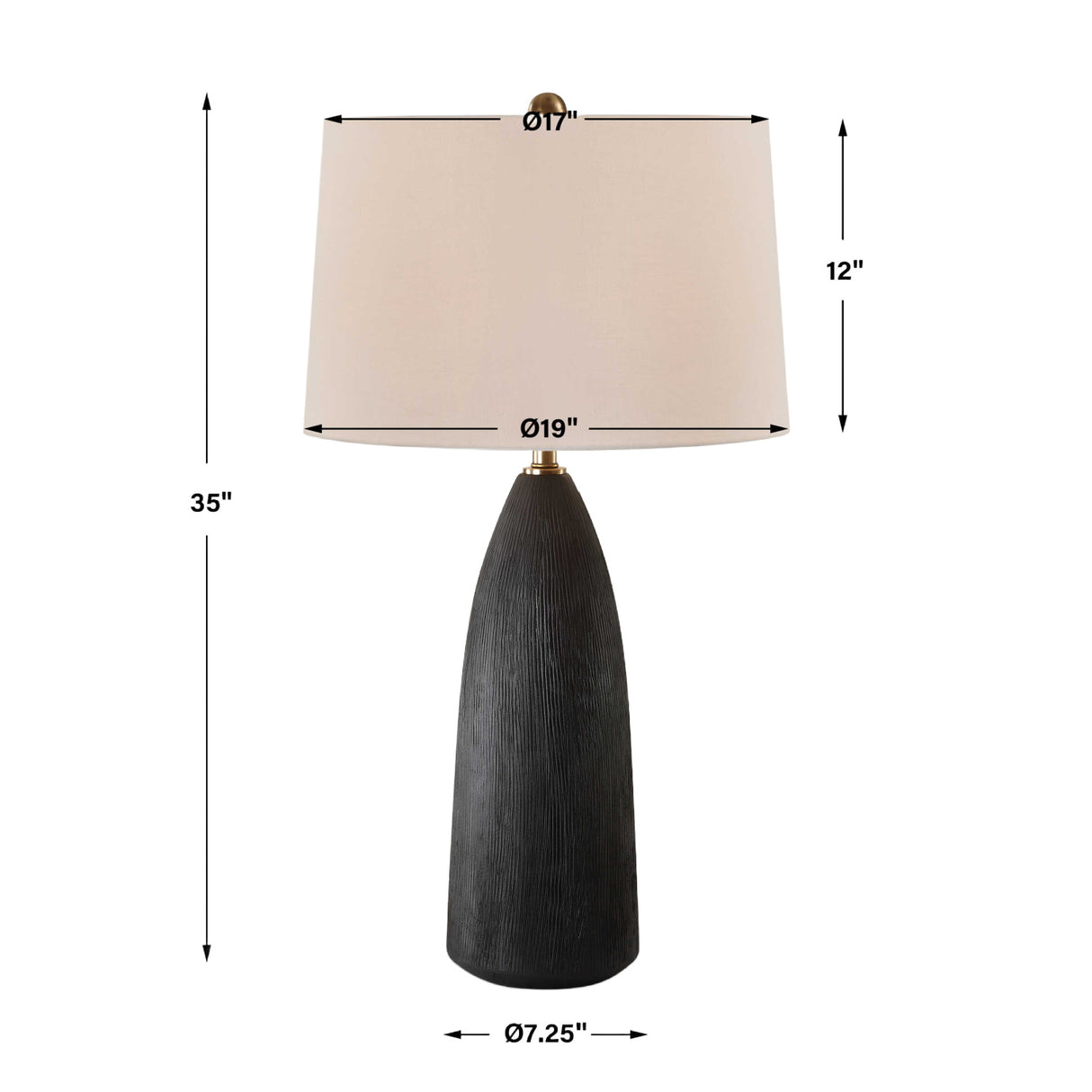 Textured Black Ceramic Table Lamp | Oroa.com